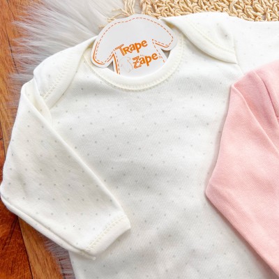  CONJ. DE MALHA 3 PEÇAS - Passarinhos - Rose e Off White